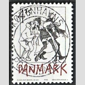 FRIM�RKER DANMARK | 1992 - AFA 1030 - Danske tegneseriefigurer - 4,75 Kr. sort/r�d - Pragt Stemplet