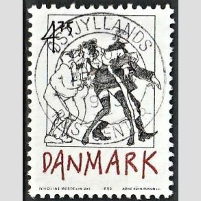 FRIM�RKER DANMARK | 1992 - AFA 1030 - Danske tegneseriefigurer - 4,75 Kr. sort/r�d - Pragt Stemplet