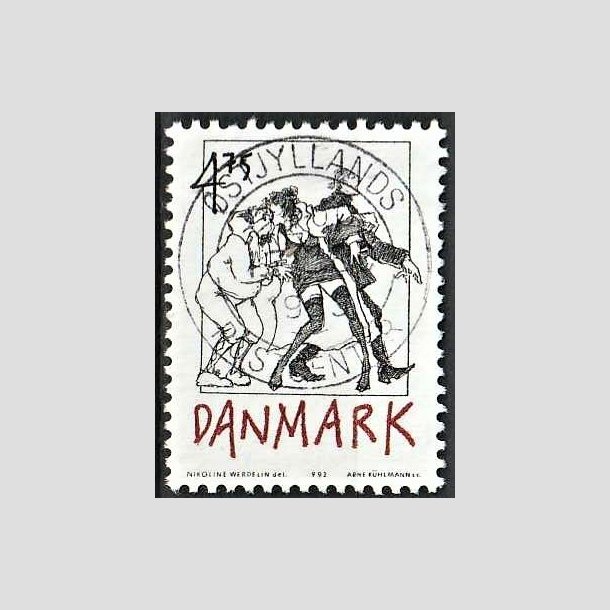 FRIMRKER DANMARK | 1992 - AFA 1030 - Danske tegneseriefigurer - 4,75 Kr. sort/rd - Pragt Stemplet