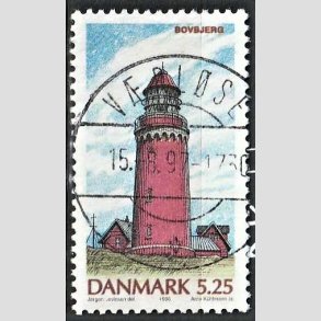 FRIM�RKER DANMARK | 1996 - AFA 1126 - Danske Fyrt�rne - 5,25 Kr. flerfarvet - Pragt Stemplet V�rl�se