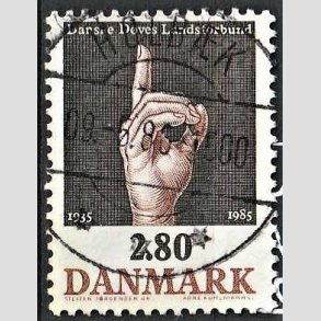 FRIM�RKER DANMARK | 1985 - AFA 844 - D�ves Landsforbund 50 �r - 2,80 Kr. flerfarvet - Pragt Stemplet Holb�k