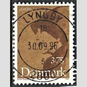 FRIM�RKER DANMARK | 1996 - AFA 1116 - Ber�mte kvinder - 3,75 kr. brun/m�rkbrun - Pragt Stemplet Lyngby
