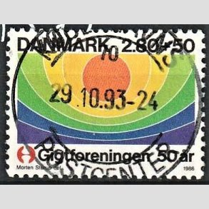 FRIMRKER DANMARK | 1986 - AFA 855 - Gigtforeningen 50 r - 2,80 Kr. + 50 re flerfarvet - Lux Stemplet 