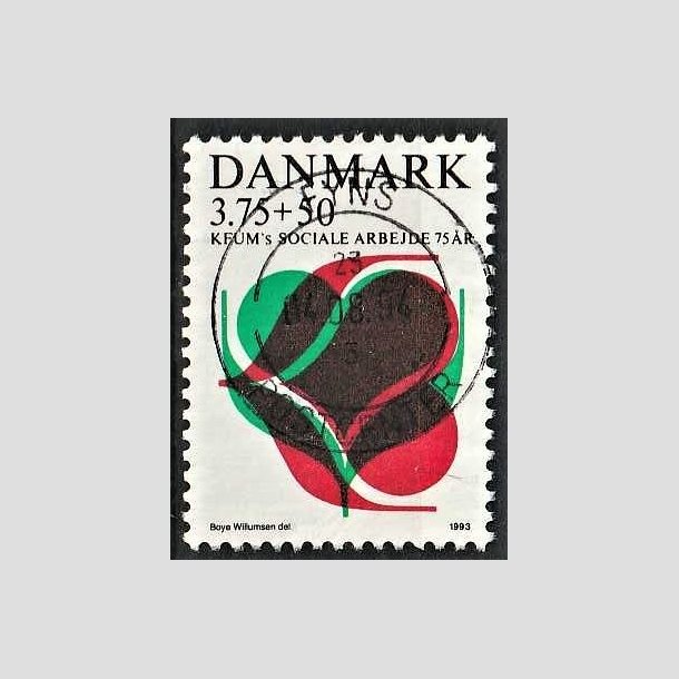 FRIMRKER DANMARK | 1993 - AFA 1052 - KFUM 75 r. - 3,75 Kr. + 50 re rd/grn/sort - Pragt Stemplet