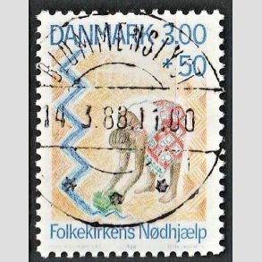 FRIMRKER DANMARK | 1988 - AFA 907 - Folkekirkens Ndhjlp - 3,00 Kr. + 50 re flerfarvet - Pragt Stemplet