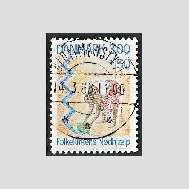 FRIMRKER DANMARK | 1988 - AFA 907 - Folkekirkens Ndhjlp - 3,00 Kr. + 50 re flerfarvet - Pragt Stemplet