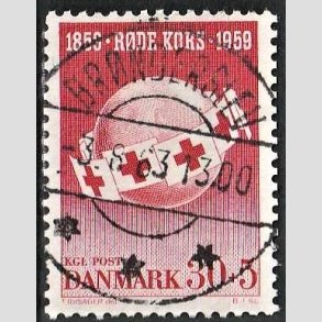 FRIMRKER DANMARK | 1959 - AFA 378 - Rde Kors - 30 + 5 re rd - Pragt Stemplet Brnderslev