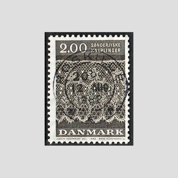 FRIMRKER DANMARK | 1980 - AFA 713 - Snderjyske kniplinger - 2,00 Kr. grbrun - Pragt Stemplet Roskilde