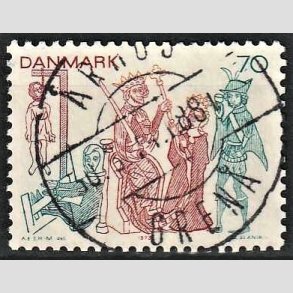 FRIM�RKER DANMARK | 1973 - AFA 553 - Kalkmalerier - 70 �re brunr�d/bl�gr�n/gul - Pragt Stemplet