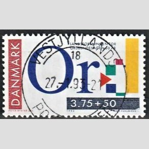 FRIMRKER DANMARK | 1992 - AFA 1025 - Ord-blindesagen 50 r - 3,75 Kr. + 50 re flerfarvet - Pragt Stemplet