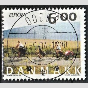FRIM�RKER DANMARK | 2004 - AFA 1396 - Cykel og sejlerferie - 6,00 Kr. flerfarvet - Pragt Stemplet 