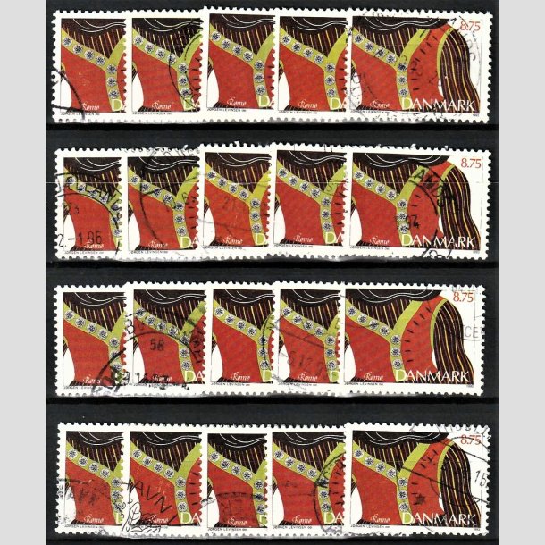 FRIMRKER DANMARK | 1993 - AFA 1056 - Almuesmykker (Engros) - 8,75 Kr. flerfarvet x 20 stk. - Pnt Stemplet
