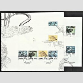 FRIM�RKER DANMARK | 2013 - AFA 1730A-34A - Fisk - Miniark fra prestigeh�fte komplet (5 stk.) - Pragt Stemplet