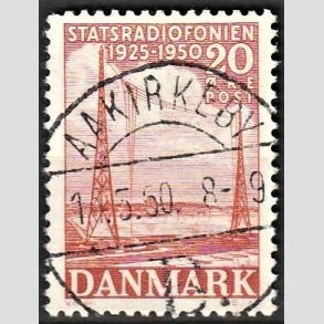 FRIM�RKER DANMARK | 1950 - AFA 317 - Statsradiofonien 25 �r - 20 �re r�d - Pragt Stemplet Aakirkeby