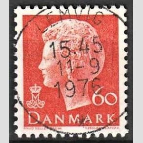 FRIMRKER DANMARK | 1974 - AFA 572 - Dronning Margrethe - 60 re orange - Pragt Stemplet Lemvig