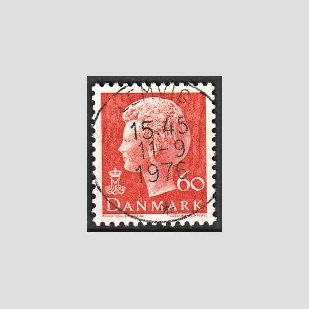 FRIMRKER DANMARK | 1974 - AFA 572 - Dronning Margrethe - 60 re orange - Pragt Stemplet Lemvig