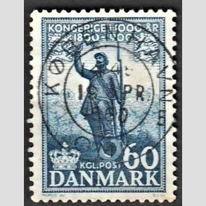 FRIM�RKER DANMARK | 1953-56 - AFA 355 - Kongeriget 1000 �r - 60 �re bl� - Pragt Stemplet 