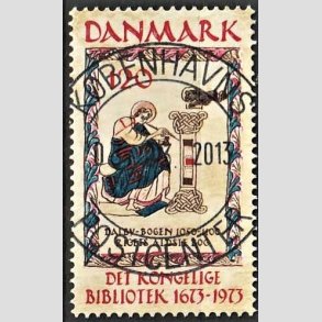 FRIM�RKER DANMARK | 1973 - AFA 550 - Det Kongelige Bibliotek 300 �r - 120 �re beige/brun/bl�/r�d - Pragt Stemplet 