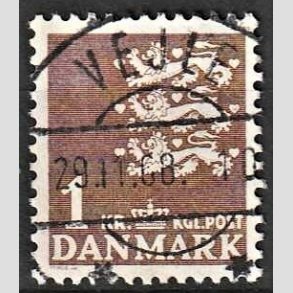 FRIMRKER DANMARK | 1946-47 - AFA 293 - Rigsvben 1,00 Kr. brun - Lux Stemplet Vejle