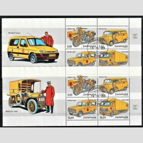 FRIM�RKER DANMARK | 2002 - AFA 1325A,1325B | Postk�ret�jer - 38,50 + 38,50 kr. miniark med Berliet og Peugeot - Pragt stemplet Thisted
