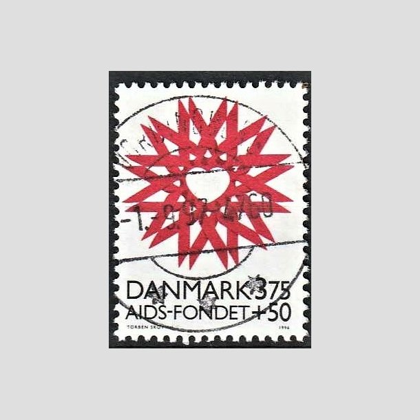 FRIMRKER DANMARK | 1996 - AFA 1130 - AIDS-Fondet - 3,75 Kr. + 50 re rd/sort - Pragt Stemplet Vordingborg