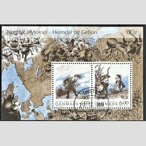 FRIM�RKER DANMARK | 2004 - AFA 1386 - Nordisk Mytologi 1. - Kr. 10,50 Miniark - Pragt Stemplet Thisted