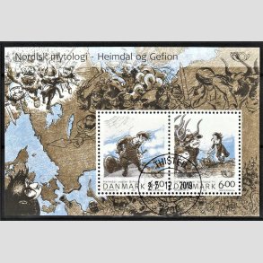 FRIM�RKER DANMARK | 2004 - AFA 1386 - Nordisk Mytologi 1. - Kr. 10,50 Miniark - Pragt Stemplet Thisted