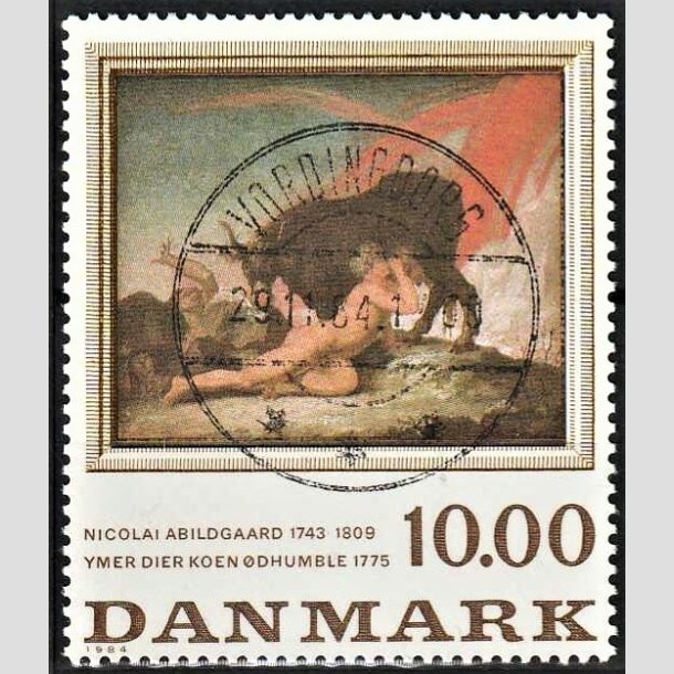 FRIMRKER DANMARK | 1984 - AFA 817 - N. Abildgaard - 10,00 Kr. flerfarvet - Pragt Stemplet Vordingborg