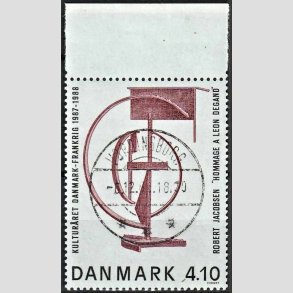 FRIMRKER DANMARK | 1988 - AFA 918 - Dansk-fransk kulturr - 4,10 Kr. brunrd/sort - Pragt Stemplet Vordingborg