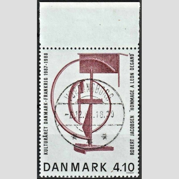 FRIMRKER DANMARK | 1988 - AFA 918 - Dansk-fransk kulturr - 4,10 Kr. brunrd/sort - Pragt Stemplet Vordingborg