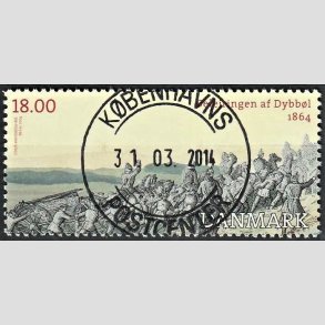 FRIM�RKER DANMARK | 2014 - AFA 1771 - Dybb�l 1864 - 18,00 Kr. flerfarvet - Pragt Stemplet 