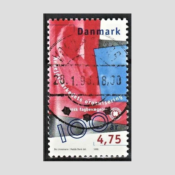 FRIMRKER DANMARK | 1998 - AFA 1166 - Arbejdsmarkedet - 4,75 Kr. flerfarvet - Pragt Stemplet Vordingborg