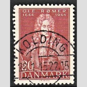 FRIM�RKER DANMARK | 1944 - AFA 288 - Astronom Ole R�mer - 20 �re r�d - Pragt Stemplet Kolding