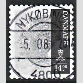 FRIMRKER DANMARK | 2012 - AFA 1688 - Dronning Margrethe II - 14,00 Kr. gr - Pragt Stemplet Nykbing F.