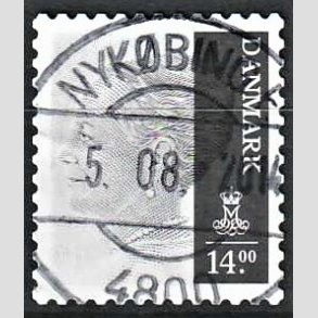 FRIMRKER DANMARK | 2012 - AFA 1688 - Dronning Margrethe II - 14,00 Kr. gr - Pragt Stemplet Nykbing F.