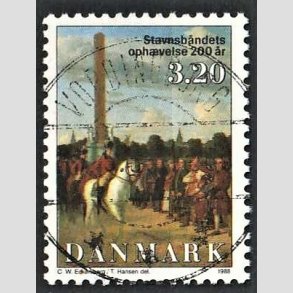 FRIM�RKER DANMARK | 1988 - AFA 910 - Stavnsb�ndets oph�velse 200 �r. - 3,20 Kr. flerfarvet - Lux Stemplet
