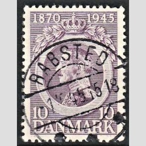FRIM�RKER DANMARK | 1945 - AFA 290 - Chr. X 75 �r 10 �re violet - Pragt Stemplet Rabsted