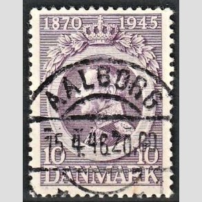 FRIM�RKER DANMARK | 1945 - AFA 290 - Chr. X 75 �r 10 �re violet - Pragt Stemplet Aalborg