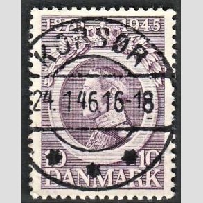 FRIM�RKER DANMARK | 1945 - AFA 290 - Chr. X 75 �r 10 �re violet - Pragt Stemplet Kors�r