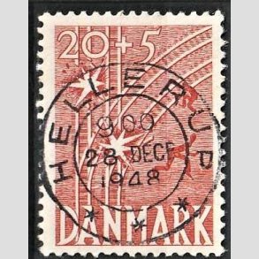 FRIM�RKER DANMARK | 1947 - AFA 300 - Modstandsbev�gelsen - 20 + 5 �re r�d - Pragt Stemplet Hellerup
