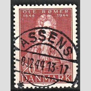 FRIM�RKER DANMARK | 1944 - AFA 288 - Astronom Ole R�mer - 20 �re r�d - Pragt Stemplet Assens