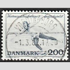 FRIM�RKER DANMARK | 1982 - AFA 745 - WM i kunstsk�jtel�b - 2 Kr. bl� - Pragt Stemplet Vordingborg
