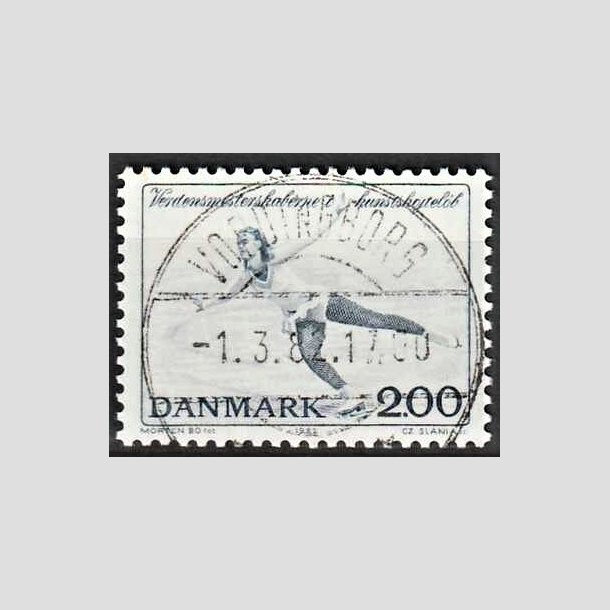 FRIMRKER DANMARK | 1982 - AFA 745 - WM i kunstskjtelb - 2 Kr. bl - Pragt Stemplet Vordingborg