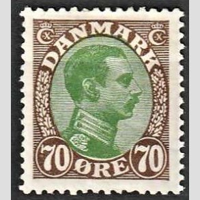 FRIMRKER DANMARK | 1918-20 - AFA 108 - Chr. X 70 re brun/grn - Ubrugt