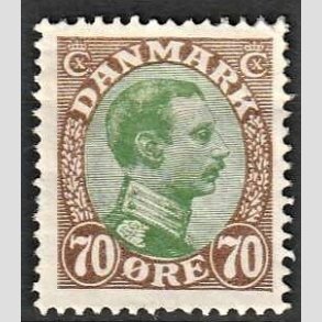 FRIMRKER DANMARK | 1918-20 - AFA 108 - Chr. X 70 re brun/grn - Ubrugt