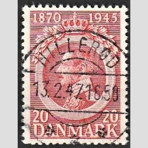FRIM�RKER DANMARK | 1945 - AFA 291 - Chr. X 75 �r 20 �re r�d - Pragt Stemplet Hiller�d