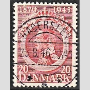FRIM�RKER DANMARK | 1945 - AFA 291 - Chr. X 75 �r 20 �re r�d - Pragt Stemplet Haderslev