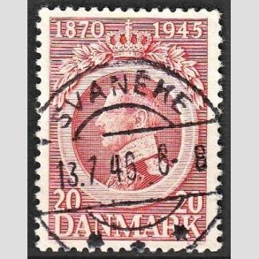 FRIM�RKER DANMARK | 1945 - AFA 291 - Chr. X 75 �r 20 �re r�d - Pragt Stemplet Svaneke
