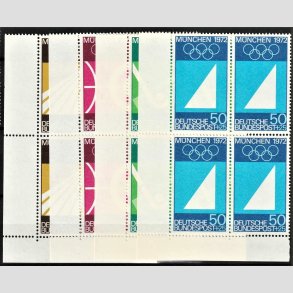 FRIM�RKER VESTTYSKL. BUND: 1969 | AFA 1552-55 | Olympiade M�nchen 1972. - 10+5 pf. - 50+25 pf. i s�t 4-blokke - Postfrisk