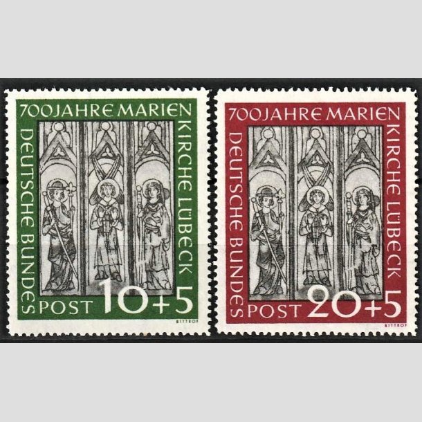 FRIMRKER VESTTYSKL. BUND: 1951 | AFA 1102-03 | 10+5 pf- 20+5 pf. Mariekirke 700 rs jubilum - Ubrugt